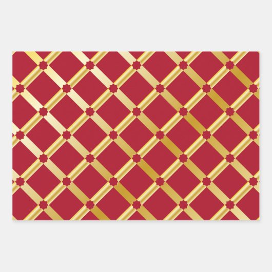 Rood/Groen/Zwart & Goud Verpakkingspapier (Bladen) Inpakpapier Vel (Voorkant)