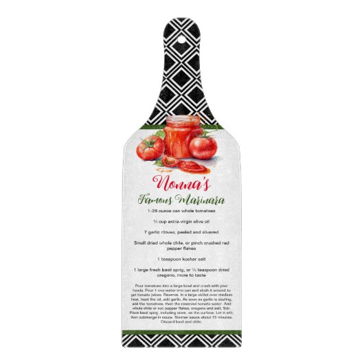 Rood Groen Zwart Italiaans Nonna Custom Recept Snijplank (Voorkant)
