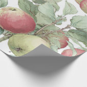 Rood Groene Appelvrucht Patroon Waterverf Rustiek Cadeaupapier (Hoek)