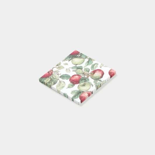Rood Groene Appelvrucht Patroon Waterverf Rustiek Post-it® Notes (Schuin)