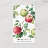 Rood Groene Appelvrucht Patroon Waterverf Rustiek Visitekaartje (Voorkant)