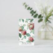 Rood Groene Appelvrucht Patroon Waterverf Rustiek Visitekaartje (Staand voorkant)