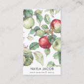 Rood Groene Appelvrucht Patroon Waterverf Rustiek Visitekaartje (Voorkant)