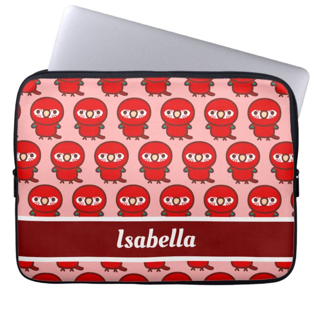 Rood-groene ara laptop sleeve (Voorkant)