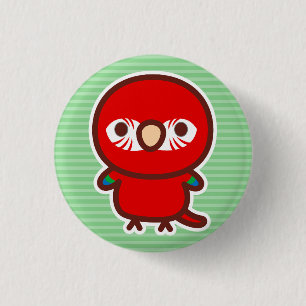 Rood-groene ara ronde button 3,2 cm