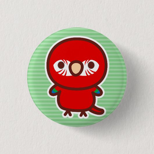 Rood-groene ara ronde button 3,2 cm (Voorkant)