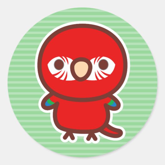 Rood-groene ara ronde sticker (Voorkant)