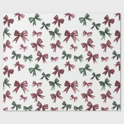 Rood groene bogen kerst cadeaupapier (Vlak)