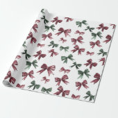Rood groene bogen kerst cadeaupapier (Uitgerold)