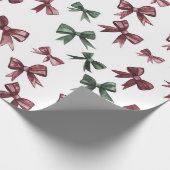 Rood groene bogen kerst cadeaupapier (Hoek)