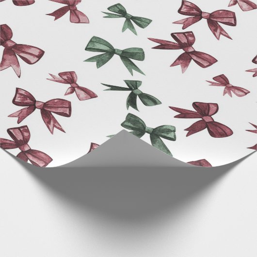 Rood groene bogen kerst cadeaupapier (Hoek)