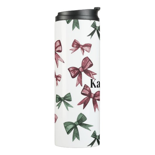 Rood groene bogen kerst thermosbeker (Gedraaid links)