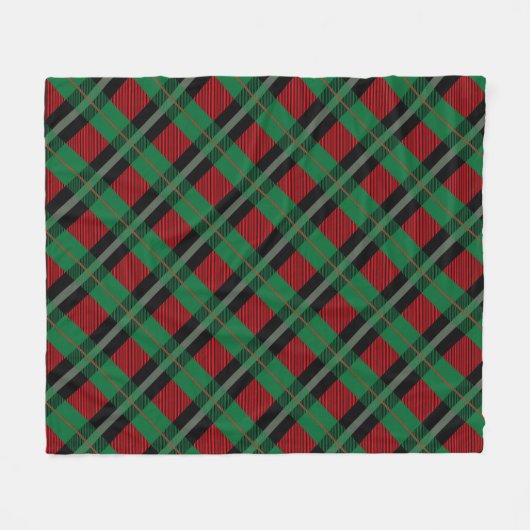 Rood groene buffel met tartan met tweelroos fleece deken (Voorkant (Horizontaal))