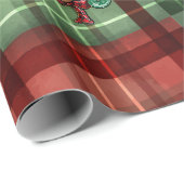 Rood groene buffelruitpatroon rendier,Sneeuwpop Cadeaupapier (Rol Hoek)