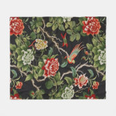 rood groene chinoiserie floral fleece deken (Voorkant (Horizontaal))