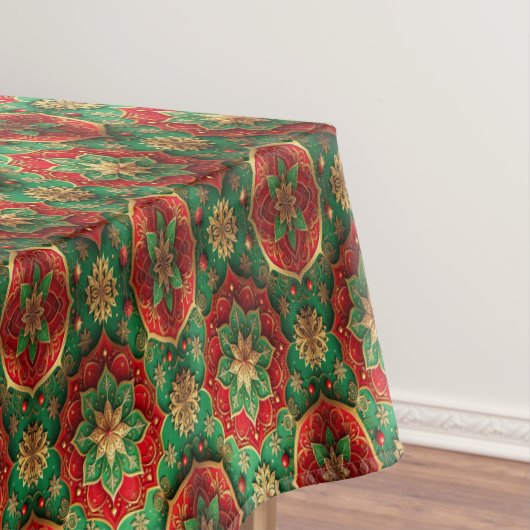 Rood groene decoratieve vakantietafelkleed tafelkleed (Voorbeeld)