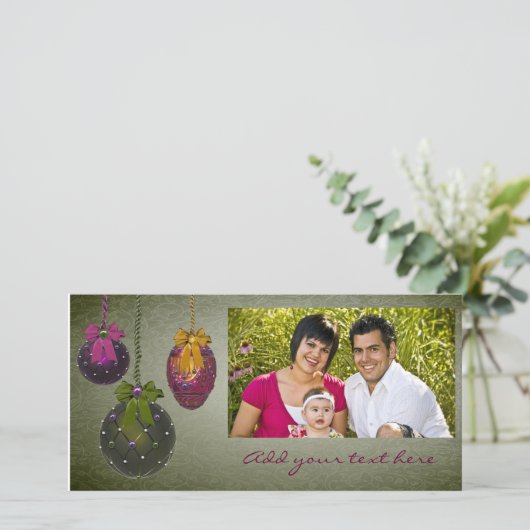  rood groene foto kerst Kaarten (Staand voorkant)