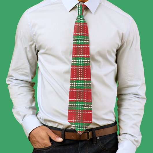 Rood groene kerst geruite patroon stropdas