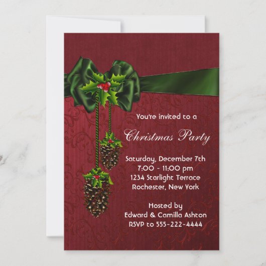 Rood groene Kerst Holiday Party Kaart (Voorkant)