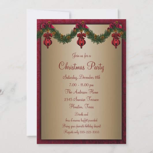 Rood groene Kerst Holiday Party Kaart (Voorkant)