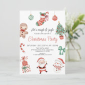 Rood-groene kerst kerstfeest uitnodiging (Staand voorkant)