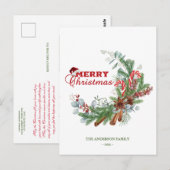 Rood groene kerst typografie groen briefkaart (Voorkant / Achterkant)