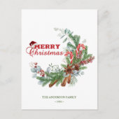 Rood groene kerst typografie groen briefkaart (Voorkant)