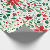 Rood/Groene Kerstbloemen Inpakpapier (Hoek)