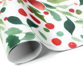 Rood/Groene Kerstbloemen Inpakpapier (Rol Hoek)
