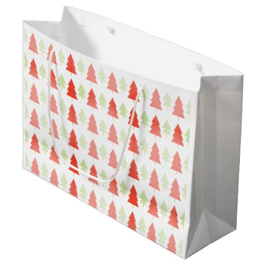 Rood groene kerstboompatroon groot cadeauzakje (Voorkant Gekanteld)