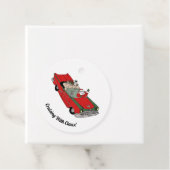 Rood/groene Kerstman in autobaken Bedankjes Labels (In situ)