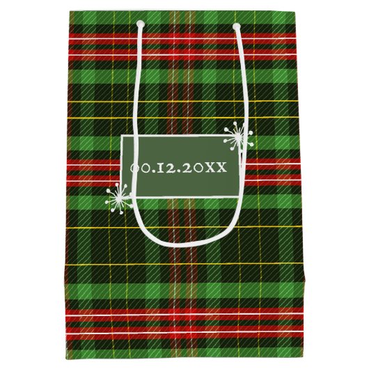 Rood-groene kerstplakgeschenkzak medium cadeauzakje (Achterkant)