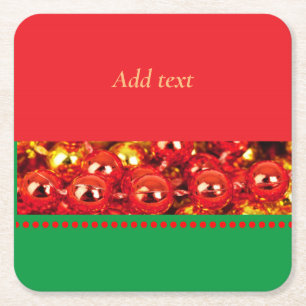 Rood-groene kersttemplate kartonnen onderzetters
