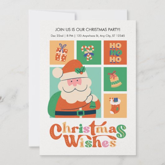 Rood groene krabbel cute kerstman kerstwensen kaart (Voorkant)