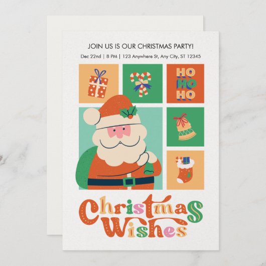 Rood groene krabbel cute kerstman kerstwensen kaart (Voorkant / Achterkant)