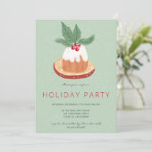 Rood groene maretak rustieke kersttaart feest kaart (Staand voorkant)