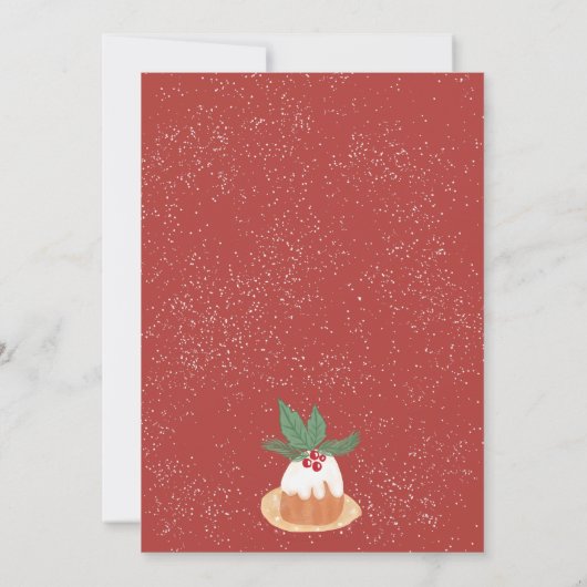 Rood groene maretak rustieke kersttaart feest kaart (Achterkant)