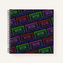 Rood groene neon cassetteband patroon spiraal notitieboek