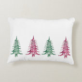 Rood groene Pagoda Kerstboom meneer en mevrouw. Accent Kussen (Achterkant)