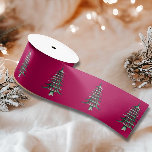 Rood groene Pagoda Kerstboom Satijnen Lint