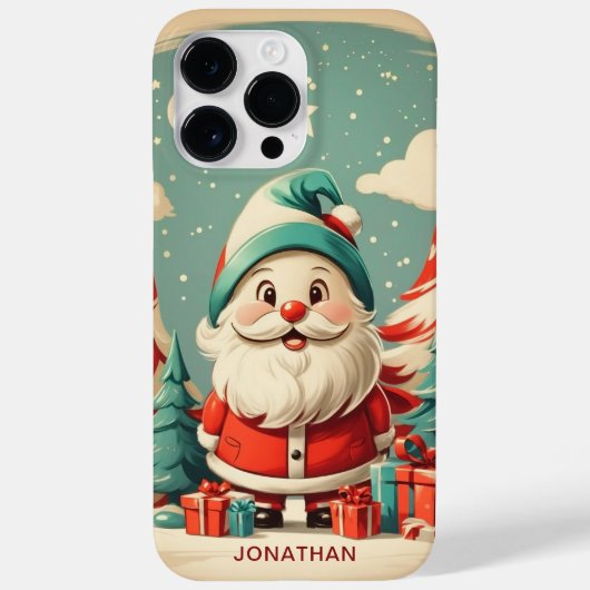 Rood groene schattige kerstman gepersonaliseerde k Case-Mate iPhone case (Achterkant)