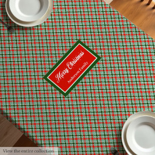 Rood groene tartan tafelkleed chic aangepaste naam