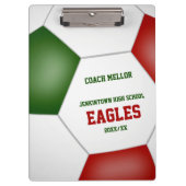 rood groene teamkleuren aangepaste voetbalcoach klembord (Voorkant)