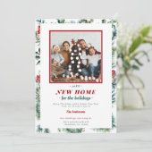 Rood groene vakantieframe Nieuwe thuis elegante fo Feestdagenkaart (Staand voorkant)