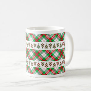 Rood groene vintage kerstboom geruite patroon koffiemok