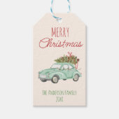  rood groene Waterverf kerstboom Cadeaulabel (Voorkant)