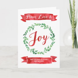 Rood Groene Waterverf Krans Kerst Nieuw Adres Feestdagen Kaart