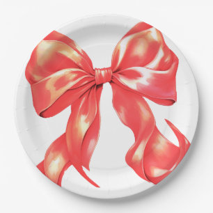 Rood Grote Boog Elegant Papieren Bordje