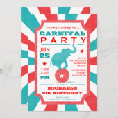 Rood | Grote verjaardag van de Turquoise Carnival Kaart (Voorkant / Achterkant)