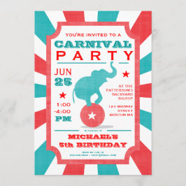 Rood | Grote verjaardag van de Turquoise Carnival Kaart
